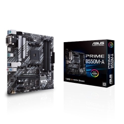 ASUS AMD B550 PRIME B550M-A (Ryzen AM4) mATX MB, Dual M.2, PCIe 4.0, 1Gb Ethernet, HDMI/D-Sub/DVI, SATA 6Gbps, USB 3.2 Gen 2 A, Aura Sync RGB (PRIME B550M-A)