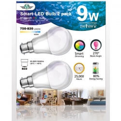 MV SMART BULB 9W B22 TWIN PACK (apple app only ) (ELEMVSBBULBB22-2)