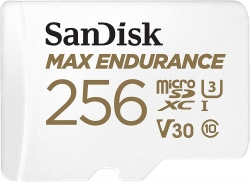 Sandisk Max Endurance Microsdxc Card SQQVR 256G (120 000 HRS) UHS-I C10 U3 V30 100MB/S R 40MB/S W SD Adaptor (FFCSAN256GQQVR)