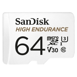 SANDISK HIGH ENDURANCE MICROSDHC CARD SQQNR 64G UHS-I C10 U3 V30 100MB/S R 40MB/S W SD ADAPTOR (FFCSAN64GSQQNR1)