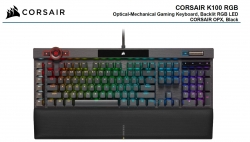 Corsair K100 RGB, Cherry Corsair OPX Switch, AXON 44-Zone RGB, PBT Double-Shot Keycaps, Black, Mechanical Gaming Keyboard CH-912A01A-NA