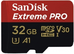 SanDisk 32GB SanDisk Extreme Pro microSDHC SQXCG V30 U3 C10 A1 UHS-1 100MB/s R 90MB/s W 4x6 SD Adaptor (SDSQXCG-032G-GN6MA)