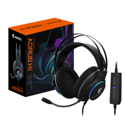 Gigatyte AORUS H1 Gaming Headset, Virtual 7.1 Channel, 50mm Drivers, RGB, In-Line Audio Controls, ENC Microphone (AORUS H1)