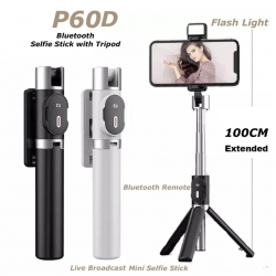 TEQ P60 Bluetooth Selfie Stick + Tripod with Remote (Stainless Steel) (MOBTEQP60)