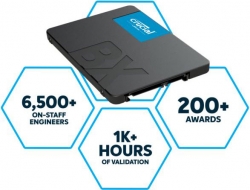Crucial BX500 2TB 2.5" SATA3 6Gb/s SSD - 3D Nand 540/500MB/s 7mm 1.5 Mil Mtbf 3yr Wty Acronis True Image Solid State Drive CT2000BX500SSD1-P