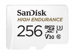 SanDisk 256GB High Endurance microSDHC Card SQQNR 20,000 Hrs UHS-I C10 U3 V30 100MB/s R 40MB/s W SD adaptor 2Y (SDSQQNR-256G-GN6IA)