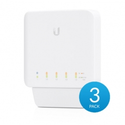 Ubiquiti USW Flex 3 Pack- Managed, Layer 2 Gigabit switch with auto-sensing 802.3af PoE support. 1x PoE In, 4x PoE Out (USW-Flex-3)