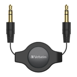 Verbatim 3.5mm Aux Audio Cable Retractable 75cm - Black (66573)