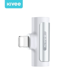 KIVEE AD11 Lightning to Lightning Audio + Charging + Phone Call Adapter White (ELEKIVAD11WH)