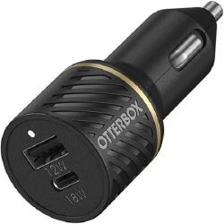 OtterBox 2 Port Car Charger 30W - USB-C 18W + USB-A 12W - Black Shimmer (78-52545)