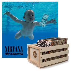 Crosley Record Storage Crate & NIRVANA NEVERMIND - VINYL ALBUM Bundle (UM-4244251-B)