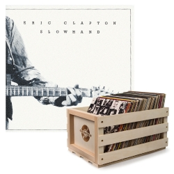 Crosley Record Storage Crate & ERIC CLAPTON SLOWHAND 35TH ANNIVERSARY - VINYL ALBUM Bundle (UM-5340723-B)