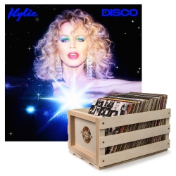 Crosley Record Storage Crate & KYLIE DISCO - BLACK VINYL ALBUM Bundle (UM-538634001-B)