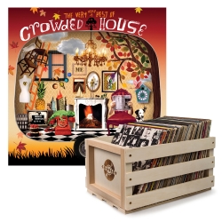 Crosley Record Storage Crate & CROWDED HOUSE THE VERY VERY BEST OF CROWED HOUSE - DOUBLE VINYL ALBUM Bundle (UM-5784758-B)