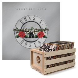 Crosley Record Storage Crate & GUNS N ROSES GREATEST HITS - DOUBLE VINYL ALBUM Bundle (UM-712479-B)