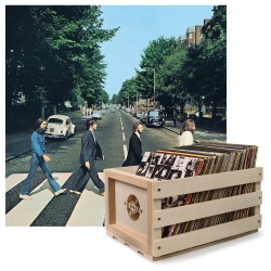Crosley Record Storage Crate & THE BEATLES ABBEY ROAD - VINYL ALBUM Bundle (UM-7791512-b)