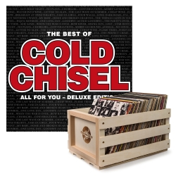 Crosley Record Storage Crate & COLD CHISEL THE BEST OF COLD CHISEL - DOUBLE VINYL ALBUM Bundle (UM-CCCLP003-B)