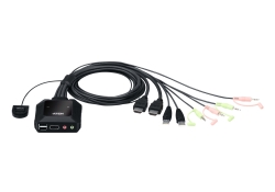 Aten 2 Port USB 4K @60Hz HDMI Cable KVM Switch with Remote Port Selector CS22H-AT