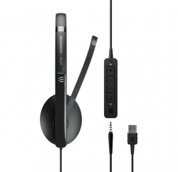 EPOS | Sennheiser ADAPT 135T USB II On-ear, single-sided USB-A headset with 3.5 mm jack and detachable USB cable with in-line call control (1000900)