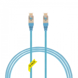 2m Cat 6A RJ45 S/FTP THIN LSZH 30 AWG Pack of 10 Network Cable. Blue 004.300.0007.10PACK