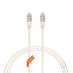 0.75m Cat 6A RJ45 S/FTP THIN LSZH 30 AWG Pack of 50 Network Cable. White 004.300.3016.50PACK