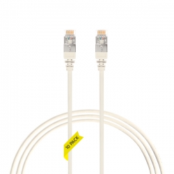 2.5m Cat 6A RJ45 S/FTP THIN LSZH 30 AWG Pack of 10 Network Cable. White 004.300.3017.10PACK