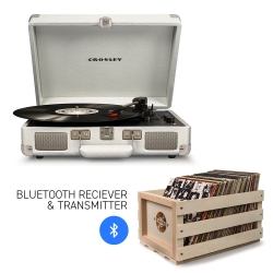 Crosley Cruiser White Sands - Bluetooth Turntable & Record Storage Crate CR8005FSC-WS4