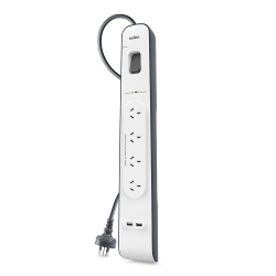 Belkin 2.4 Amp USB Charging 4-outlet Surge Protection Strip - White/Grey BSV401au2M