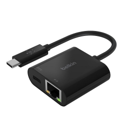Belkin USB-C to Ethernet + Charge Adapter - Power Delivery up to 60W INC001btBK