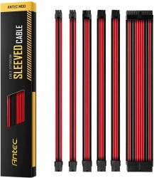 Antec PSU - Sleeved Extension Cable Kit V2 - Red / Black. 24PIN ATX, 4+4 EPS, 8PIN PCI-E, 6PIN PCI-E, Compatible with Standard PSU PSUSCB30-201-R/B