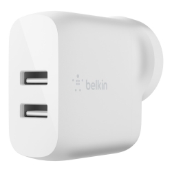 Belkin BOOST CHARGE Dual USB A Wall Charger 24W White - Universally compatibility with most USB devices WCB002auWH