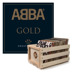 Crosley Record Storage Crate & ABBA GOLD - DOUBLE VINYL ALBUM Bundle UM-5351106-B