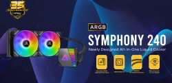 Antec SYMPHONY 240mm ARGB Advanced Liquid CPU Cooler, PWM LED Fan, PTFE Tubing, LGA 115x, 1200, 2011-v3, Symphony 240 ARGB