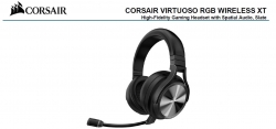 Corsair Virtuoso RGB Wilress XT Black 7.1 Audio. High Fidelity Ultra Comfort, Broadcast Grade Microphone, CA-9011188-AP