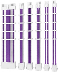 Antec PSU - Sleeved Extension Cable Kit V2 - Purple / White. 24PIN ATX, 4+4 EPS, 8PIN PCI-E, 6PIN PCI-E, Compatible with Standard PSU PSUSCW30-205-P/W