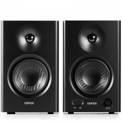 Edifier MR4 Studio Monitor - Smooth Frequency, 1' Silk Dome Tweeter, 4' Diaphragm Woofer, Wooden, RCA TRS, AUX, Ideal for Content Creators -Black MR4-BLACK