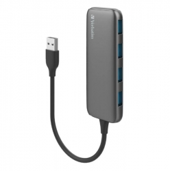 Verbatim USB A 3.0 Hub with 4x USB A 3.0 - Space Grey 66602