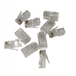 Cat 6 8 Position RJ45 One-Piece Modular Crimp Plug | Stranded | 10 Pack 005.002.0034