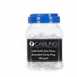 Cat 6 8 Position RJ45 One-Piece Modular Crimp Plug | Stranded | 100 Pack 005.002.0134