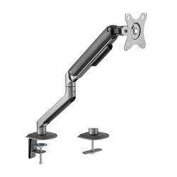 Brateck Single Monitor Economical Spring-Assisted Monitor Arm Fit Most 17'-32' Monitors, Up to 9kg per screen VESA 75x75/100x100 Space Grey LDT63-C012-B