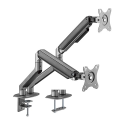 Brateck Dual Monitor Economical Spring-Assisted Monitor Arm Fit Most 17'-32' Monitors, Up to 9kg per screen VESA 75x75/100x100 Space Grey LDT63-C024-B