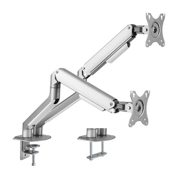 Brateck Dual Monitor Economical Spring-Assisted Monitor Arm Fit Most 17'-32' Monitors, Up to 9kg per screen VESA 75x75/100x100 Matte Grey LDT63-C024-S