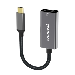 mbeat Elite USB-C to HDMI Adapter - Converts USB-C to HDMI Female Port, Supports 4K@60Hz (3840×2160), Gold Plated, Aluminium, Nylon braided Cable