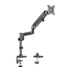 Brateck Single Monitor Pole-Mounted Epic Gas Spring Aluminum Monitor Arm Fit Most 17'-32' Monitors, Up to 9kg per screen VESA 75x75/100x100 Space Grey (LDT37-C012P-SG)