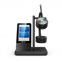 Yealink WH66 Dual UC DECT Wirelss Headset With Touch Screen Workstation, Busylight On Headset, Leather Ear Cushions, Multi-devices connection, WH66-D-UC