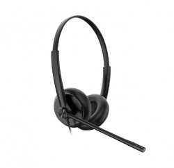 Yealink YHS34 Dual Wideband Noise-Canceling Headset, Binaural Ear, RJ9, QD Cord, Leather Ear Piece, Hearing Protection, YHS34-D