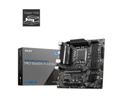 MSI B660M-A PRO DDR4 DDR4 Intel LGA 1700 mATX Motherboard, 4x DDR4 ~128GB, 2x PCI-E x16, 1x PCI-e x1, 2x M.2, 4x SATA, 4x USB 3.2, 2x USB 2.0, PRO B660M-A DDR4