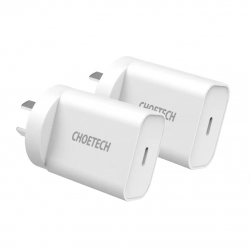 CHOETECH MIX00109 USB-C PD 20W AC Charger Adapter 2-Pack White ELECHOMIX00109