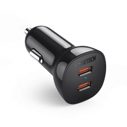 CHOETECH TC0008-BK Dual USB-C 36W Car Charger Adapter Black ELECHOTC0008BK