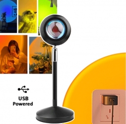 Sansai RGB LED Sunset Lamp 16 colors changing with remote control 180 degrees rotation 6W USB 5V